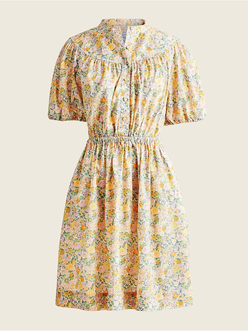 J. Crew XL Tall Liberty Floral Puff-Sleeve Smocked-Waist Dress